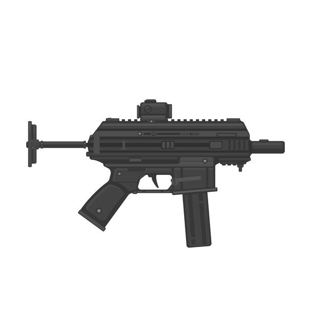 Modern Military SMG Submachine Gun - Vector illustration Icon. - Vector, Image