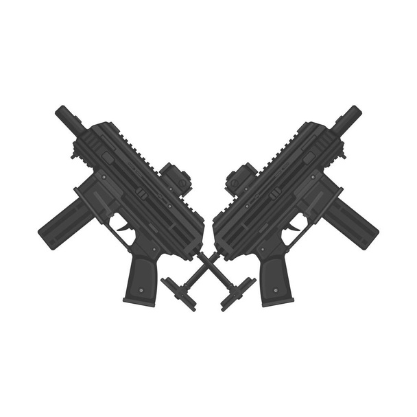 Moderni sotilaallinen SMG-konepistooli Gun Banner - vektorin kuvituskuvake. - Vektori, kuva