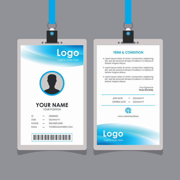 Diseño de tarjeta de identificación blanca azul borrosa abstracta, vector de plantilla de tarjeta de identidad profesional para empleados y otros
 - Vector, Imagen