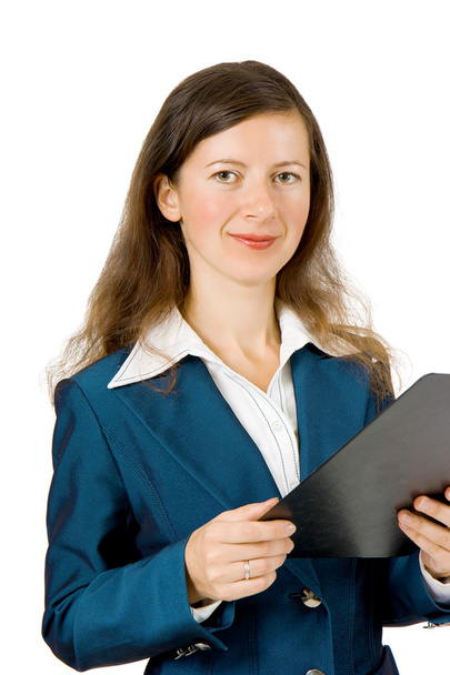 Girl in a business suit with a notebook - Fotó, kép
