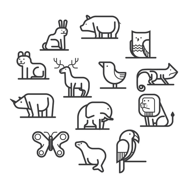 animals and birds icons set. vector illustration - Vetor, Imagem