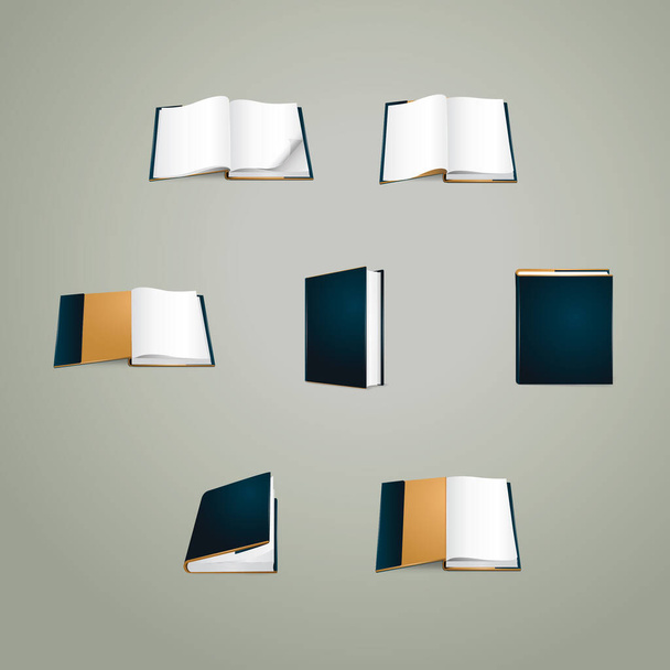 vector illustration of blank opened book on black background - Vettoriali, immagini