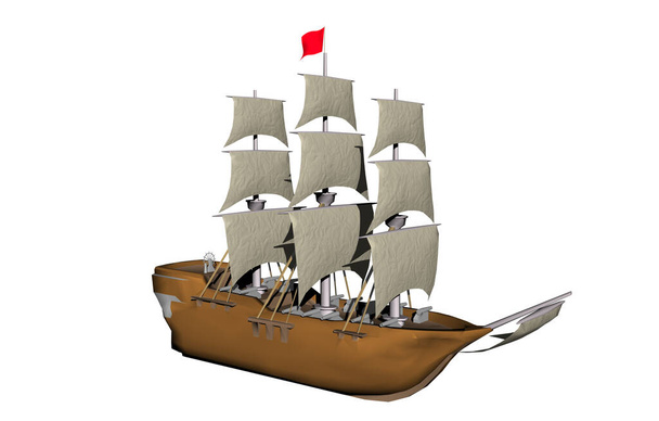 antieke houten drie masted zeilschip op de oceanen - Foto, afbeelding