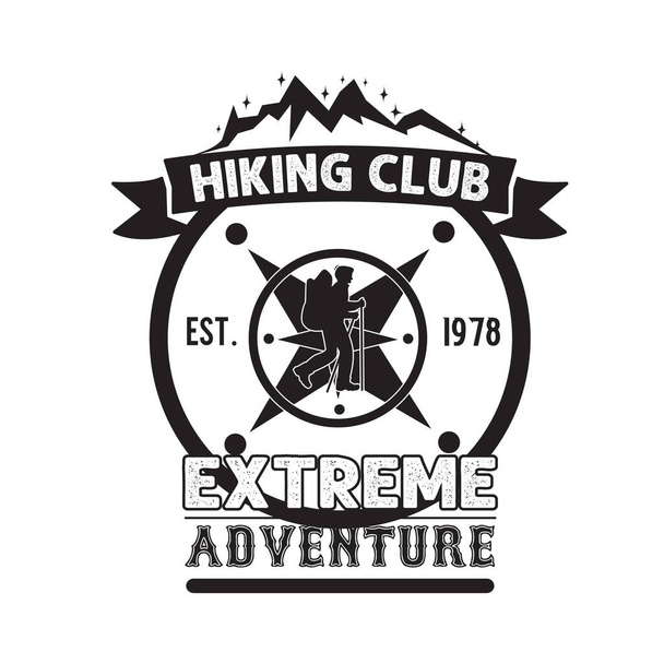 Hike Quote and saying. Hiking Club Extreme Adventure - Vector, Image