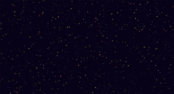 Αφηρημένος νυχτερινός ουρανός, κίτρινη λάμψη σε σκούρο μπλε φόντο. Πυγολαμπίδες που πετούν στο σκοτάδι. - Διάνυσμα, εικόνα