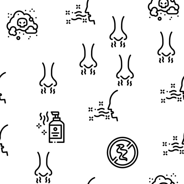 Odor Aroma And Smell Seamless Pattern Vector Thin Line. Illustrations - Vector, Image