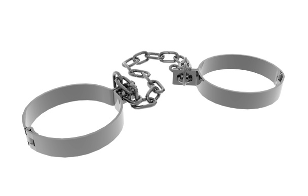 металлические блестящие наручники с цепью
 - Фото, изображение