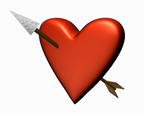 corazón rojo es perforado por una flecha puntiaguda
 - Foto, Imagen