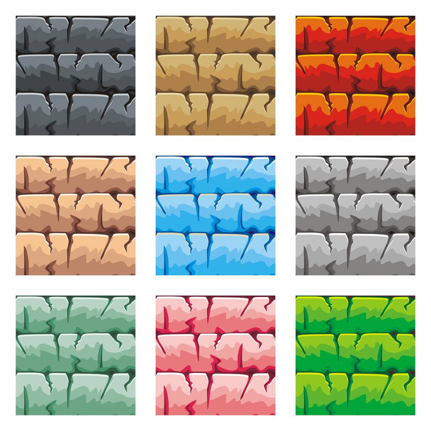 gyűjtemény kövek textúra zökkenőmentes minta különböző színű, rajzfilm vektor stílusban - Vektor, kép