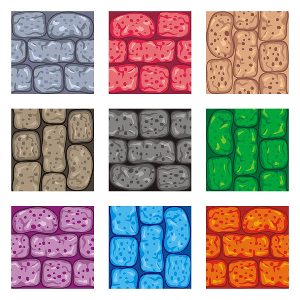 coleção de pedras textura sem costura padrão em várias cores, em estilo vetorial cartoon
 - Vetor, Imagem