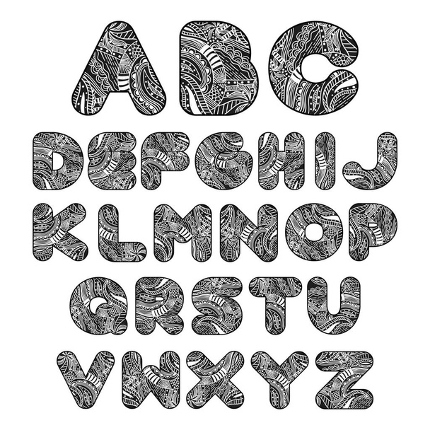 vector alphabet. hand drawn letters. - Vektör, Görsel