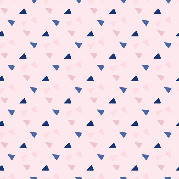 Formas triangulares padrão sem costura. Elementos geométricos azul e lilás sobre fundo rosa. Design abstrato. Cenário decorativo para design de tecido, impressão têxtil, embrulho. Ilustração vetorial
 - Vetor, Imagem