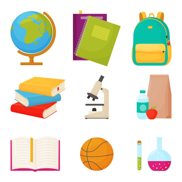 School set. Set of various school subjects on a white background - Vector, Image