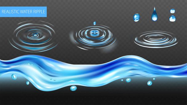 Conjunto realista de ondulación de agua
 - Vector, Imagen