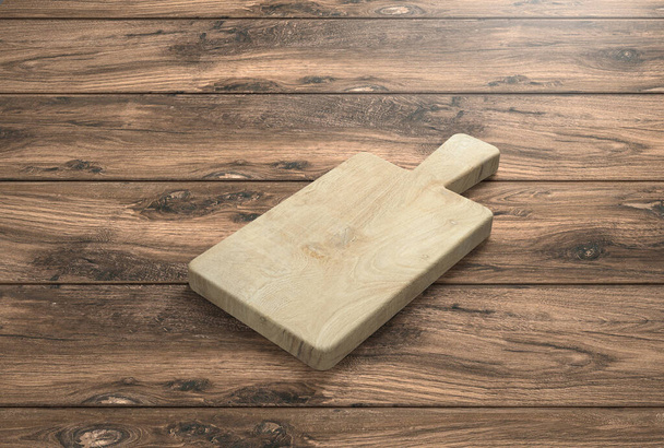 tabla de cortar de madera rústica en la mesa como plantilla - Ilustración 3D
 - Foto, imagen