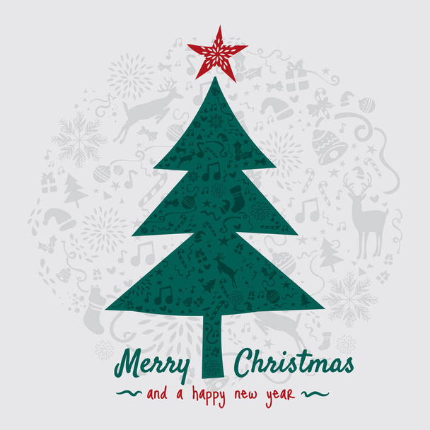Christmas greeting card template, colorful vector illustration - Вектор, зображення