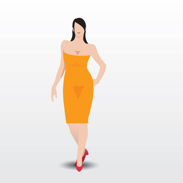 Žena stojící plochá ikona, vektorová ilustrace - Vektor, obrázek