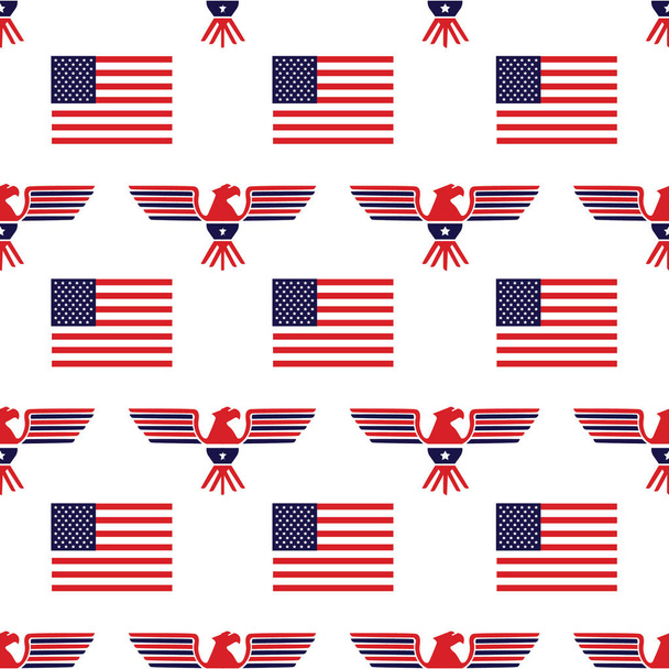 seamless pattern with american flags - Vector, imagen