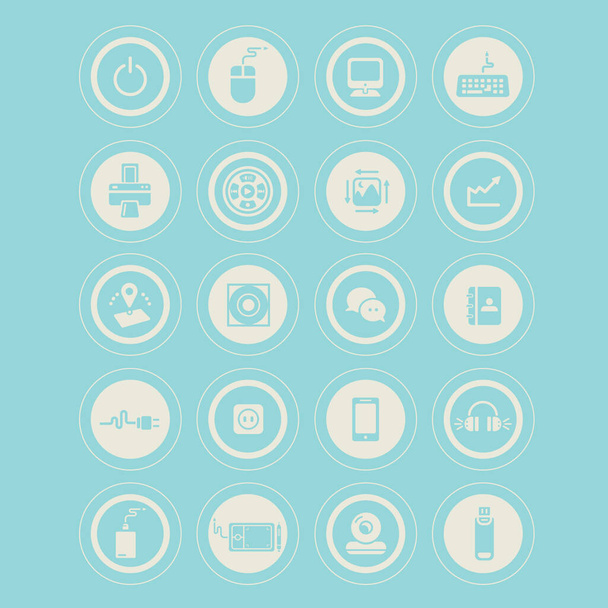 Set of computer icons stylized vector illustration - Διάνυσμα, εικόνα