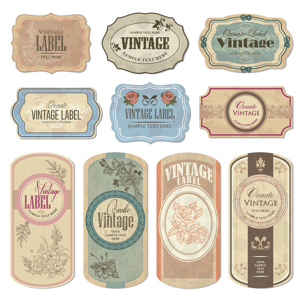 vintage labels, stylized vector illustration - Vector, Imagen