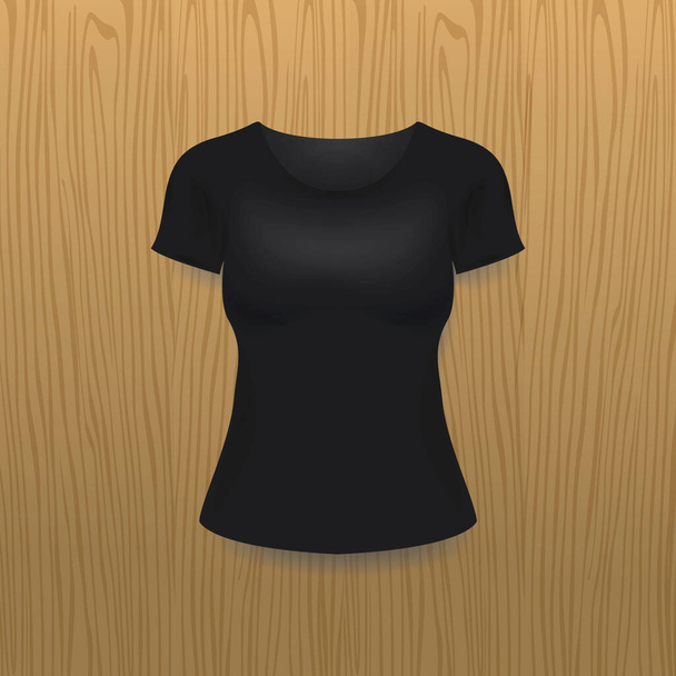 black t-shirt design template on a white background - Διάνυσμα, εικόνα