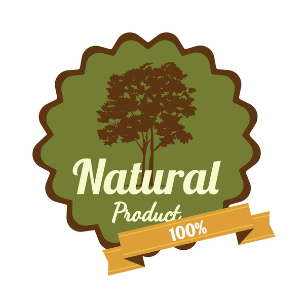 Natural product label flat icon, vector illustration - Vetor, Imagem