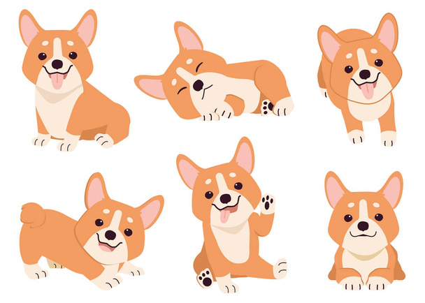 The collection of corgi in many action. Graphic resource about set of dogs corgi for graphic, content, etc.  - Vector, Image