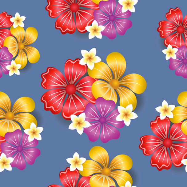 熱帯の花のシームレスなパターン背景 - ベクター画像