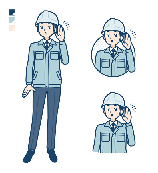 A Man wearing workwear with Listening images - Vector, Imagen