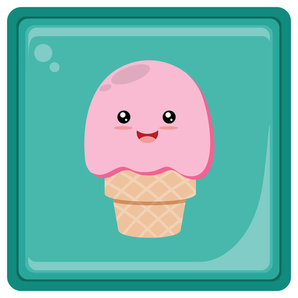 Vector image of a happy ice cream with face - Вектор,изображение