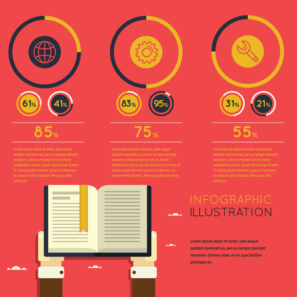 vector illustration of seo and education concept - Vector, Imagen