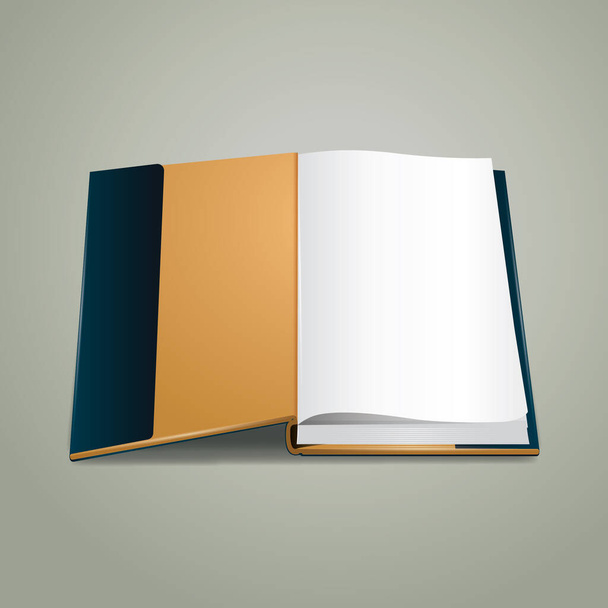 vector illustration of blank opened book on grey background - Vector, imagen