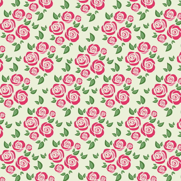 Patrón sin costuras con rosas rosadas - Vector, Imagen
