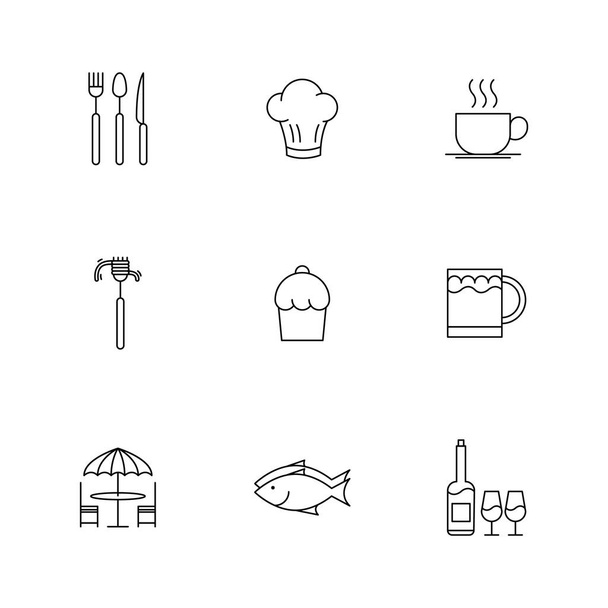 kitchen icons set vector illustration - Vektör, Görsel