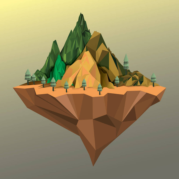 Плоская иконка плавающего горного острова, векторная иллюстрация - Вектор,изображение