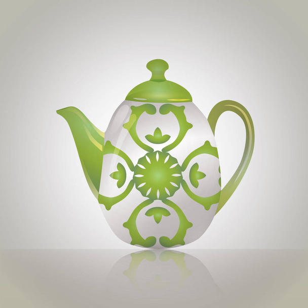 Teekannen-Symbol im flachen Stil auf hellem Hintergrund - Vektor, Bild
