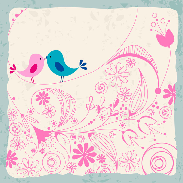Pássaros bonitos no amor ilustração
 - Vetor, Imagem