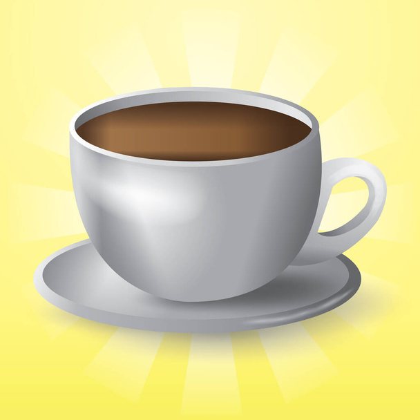 cup of coffee on yellow background - Vector, afbeelding