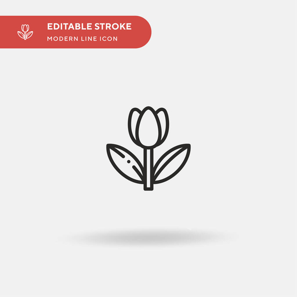 Jednoduchá ikona vektoru tulipánů. Šablona návrhu symbolu ilustrace pro webový mobilní prvek uživatelského rozhraní. Perfektní barva moderní piktogram na upravitelný tah. Ikony tulipánů pro váš obchodní projekt - Vektor, obrázek
