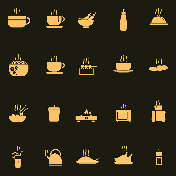 Set of hot food icons, design vector illustration - Vetor, Imagem