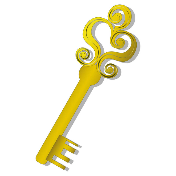 黄色のグラデーションの頭を持つ黄金の鍵 - ベクター画像
