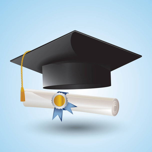 mortarboard and scroll, design vector illustration - Vector, afbeelding