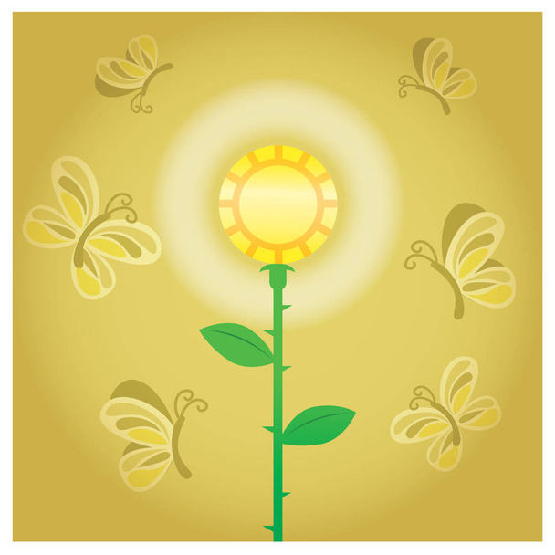 vector illustration of a background with a yellow flower - ベクター画像