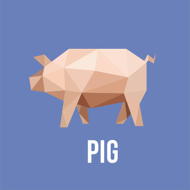 PIG PORK ANIMAL ILLUSTRATION WITH POLYGONAL GEOMETRIC LOW POLY STYLE - Vector, Image