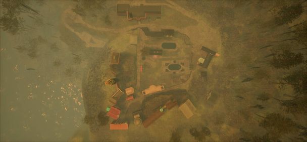 Uma ilustração 3D de uma aldeia montanhosa rural. O conceito inspira-se na aldeia Portmeirion
. - Foto, Imagem