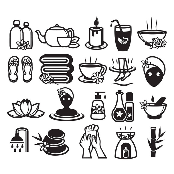 Set of spa icons stylized vector illustration - Вектор,изображение