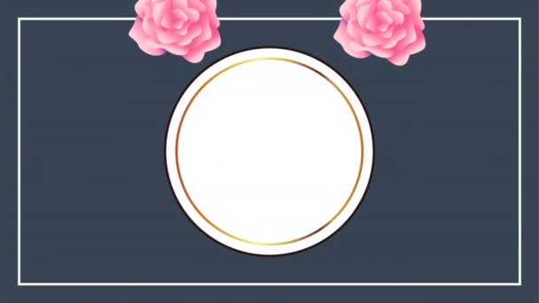 mooie bloemdecoratie in rond frame met roze rozen - Video