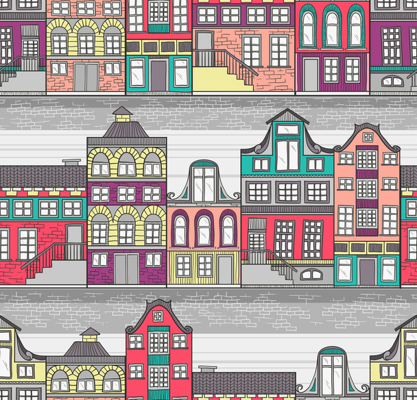 Bonito Amsterdam casas sem costura padrão
 - Vetor, Imagem