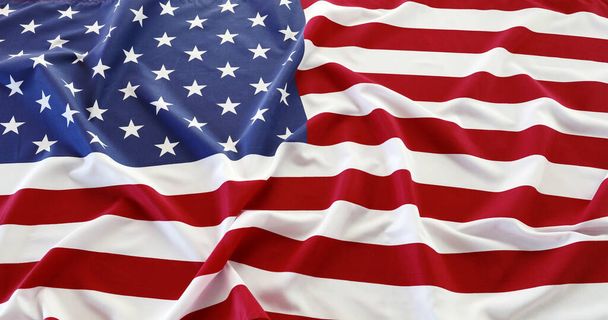 Zbliżenie falowanej flagi amerykańskiej - Zdjęcie, obraz