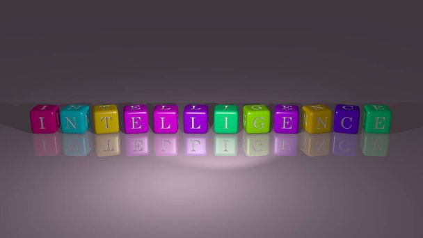 Intelligencia kombinálva kocka betűk és színátmenet a kapcsolódó jelentését a fogalom. illusztráció és mesterséges - Fotó, kép